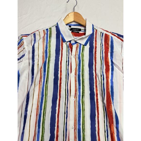 Johnny Q Modern Fit Button Down Shirt Striped Multicolor Mens Size XXL - Picture 5 of 7